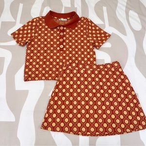 Zara Retro Knit Shirt Top Skirt Set